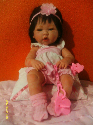 Bebê Reborn Verônica 7.1 Vestido Rosa Chupeta De Ursinho