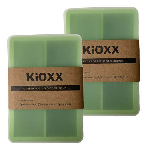 Set De 2 Cubetas De Silicona 6 Cavidades Kioxx Verde