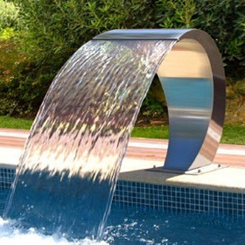 Cascada De Acero Inoxidable Para Pileta Modelo Palma 46cm Curva Clasica