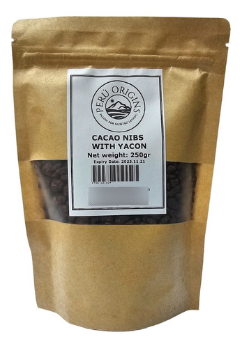 Cacao Nibs Con Yacón - 70% Cacao Orgánico - 250 Gr.