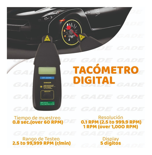 Imagen 2 de 7 de Tacometro Digital Medidor Vueltas + Funda+cintas Reflectivas
