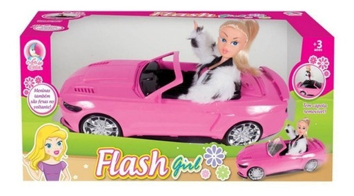 Carrinho Carro Rosa Conversível Para Boneca Barbie + Brinde