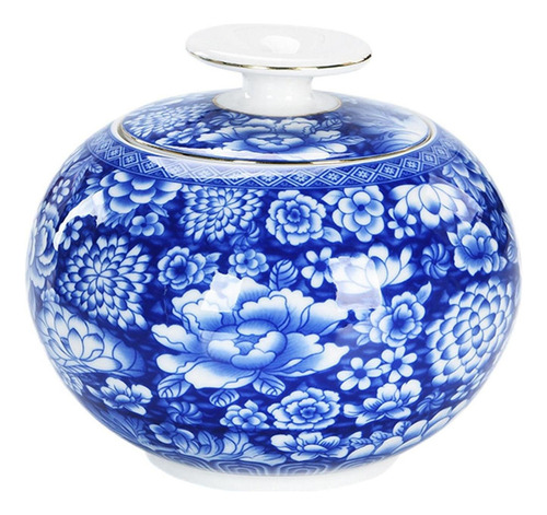Recipiente De Jarra De Porcelana Chinesa Azul E Branca Com