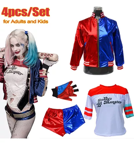 Fantasia Arlequina Luxo Infantil Esquadrão Harley Quinn Kids