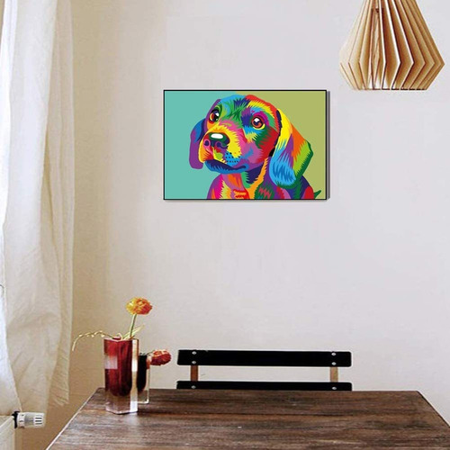 T Kit De Pintura Con Diamantes 5d Perro De Colores 40x30cm