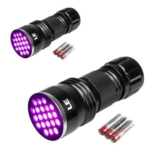 2pcs Utlra Violeta Uv Led Linterna/luz Negra 395nm Detector 