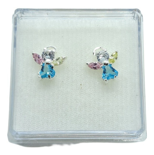 Aretes De Angel Azul De Plata 925 +estuche R7