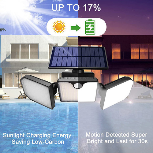 Luz Solar Externa Led 230 Com 3 Cabeças Ip65 À Prova D'água