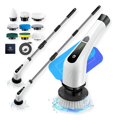 Esfregão De Limpeza Elétrico Mop 9 Em 1 Giratório Geral Recarregável 360 Multiuso Vidro Piso Parede Azulejo Premium Sem Fio Portátil Multifuncional Cabo Ajustável Todos Ambientes Gollden Store Gs