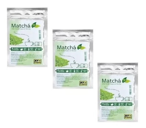 Kit 03 Matcha Chá Verde Especial Moído Mn Própolis 40g