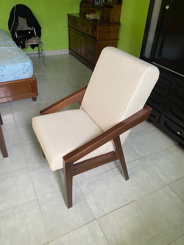 Silla De Madera Para Comedor Tripié Marrón Oscuro Crema