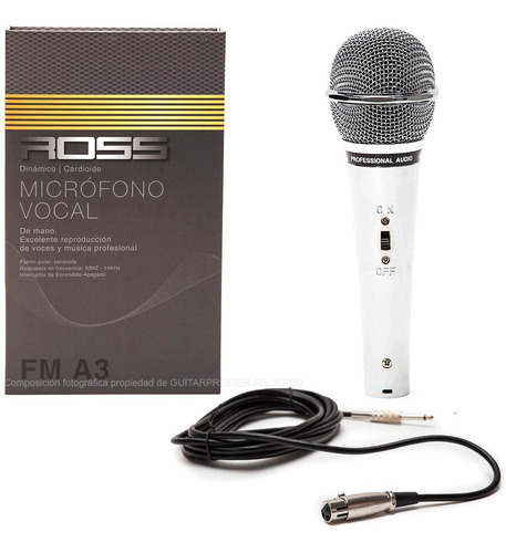 Microfono Dinamico Vocal Metalico Cromado + Cable Canon Pack