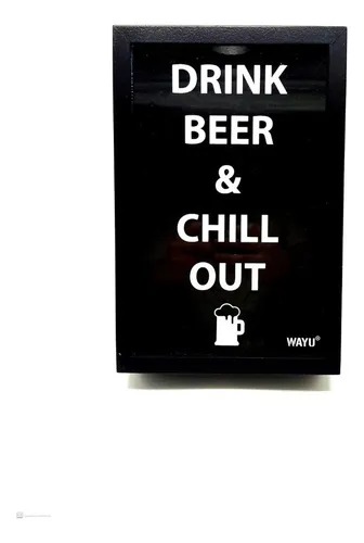 Cuadro Guarda Tapas De Cerveza Wayu 30x20cm Premium Quincho Color Negro