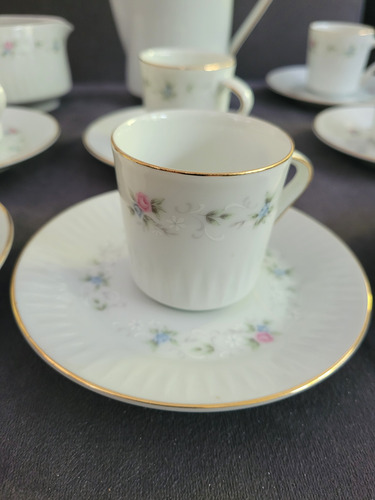 Juego De Café De Porcelana Tsuji Para 10 Personas Blanco Floral (Usado)
