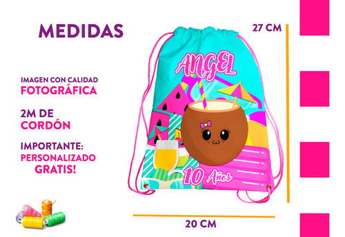 Morralitos Cumple Fiesta Infantil Playa Personalizado 30u