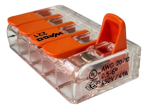 Kit 20 Conector Wago Emenda 5 Fios Mod. 221-615
