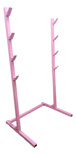 Rack Sentadillas Rosa Desmontable Soporte Fijo Apoya Barra