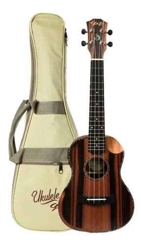 Ukulele Seizi Bora bora Crush Concert Eletrico Bag Ebony