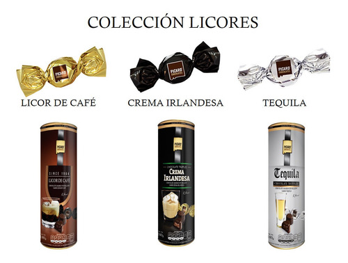 Imagen 2 de 2 de Chocolates Picard Colección Licores 180g Surtido De 3 Tubos