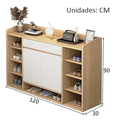 Zapatera Organizadores De Madera 4 Niveles Cajon 2 Puertas