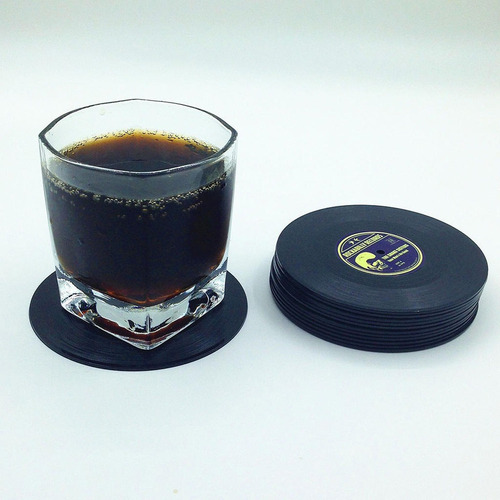 6 Posavasos De Bebida De Vidrio For Taza De Disco De Vinilo