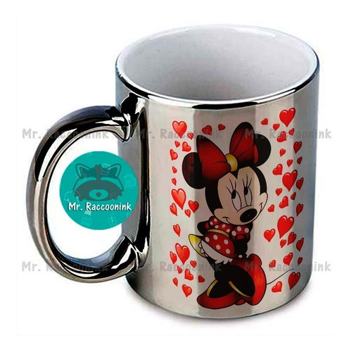 Taza Cromada Plateada Minnie Mouse Personalizada Con Nombre