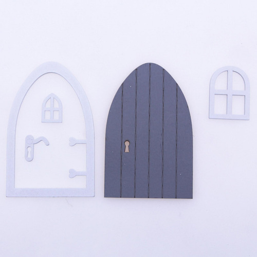 Casa De Muñecas De Madera Puerta En Miniatura Decoración