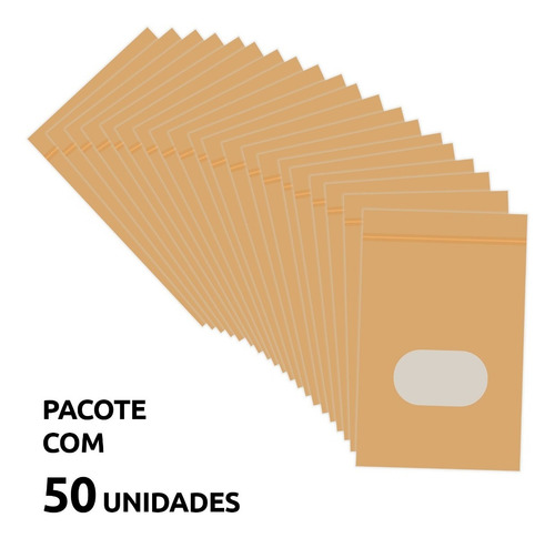 Saco Kraft Stand Up - Visor Transparente E Zíper 50un 10x16