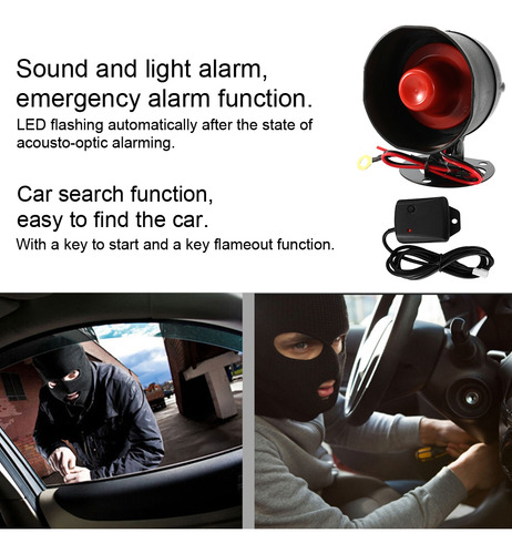 Sistema Universal De Alarma De Coche De 12 V Con Botón De Ar