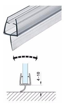 Burlete Para Vidrio Cierre A Piso 90° Hafele N3 8/10mm