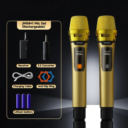 Bomge 106 Micrófono Inalámbrico Profesional Kit 2pcs Color Dorado