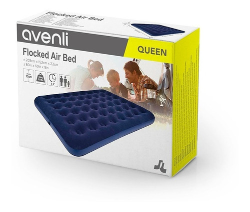 Colchão Inflável Casal Queen Flocked 191cmx137cmx22cm Azul Cor Azul