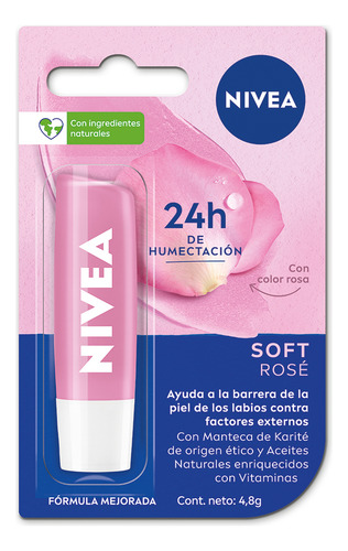Nivea Labial Protector Soft Rose X 4,8 Gr