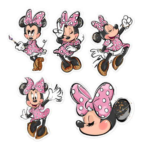100 Recortes Apliques Festa Minnie Rosa Aquarela