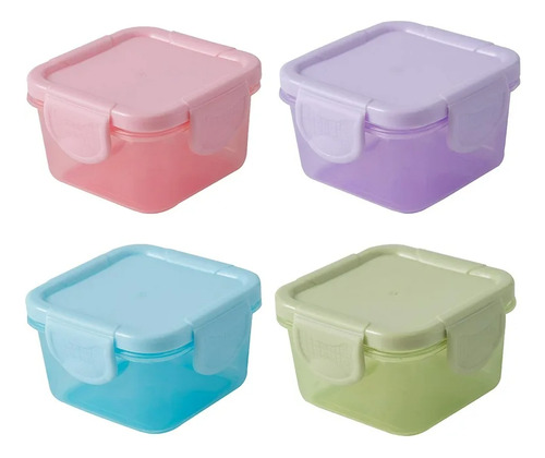 Set 4 Pz Mini Tupper Contenedor Recipiente Hermético Cocina