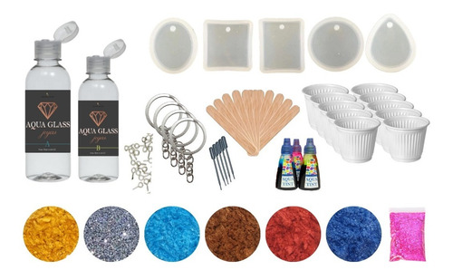 Resina Joyas Kit 375ml + Moldes Joyería Llaveros