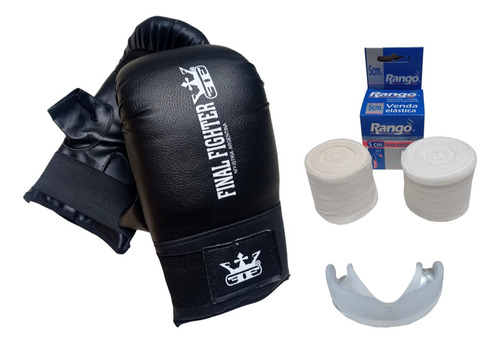 Combo Kit Guantin Boxeo Vendas Protector Bucal  Kick Boxing