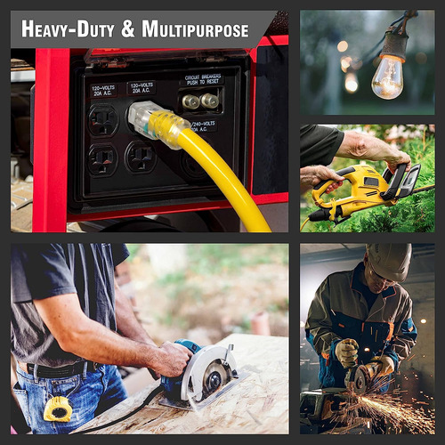 15 Pés 12/3 Heavy Duty Lighted Sjtw Interno/externo Yello...