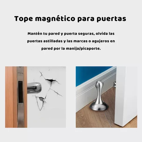 2pz Topes Magnéticos Para Puerta, Adhesivo O Con Tornillos Color Par