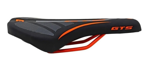 Imagem 2 de 2 de Banco Selim Gts Bicicleta Mtb Preto Com Laranja + Brinde