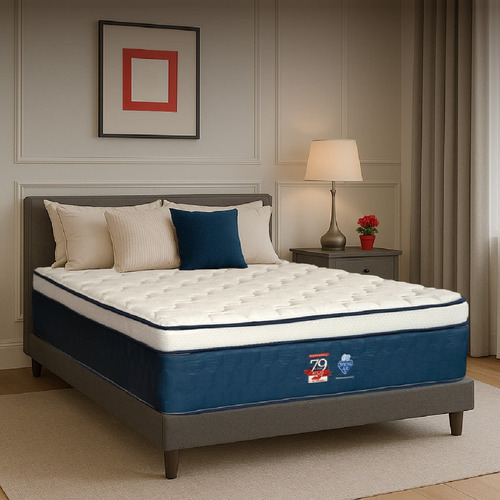 Colchón King Size 79 Aniv Atlas Más 2 Almohadas Y Bocina Azul Marino