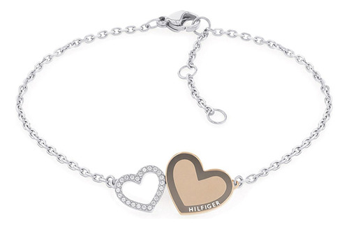 Pulsera Tommy Hilfiger Enamel Hearts Plateado Para Mujer