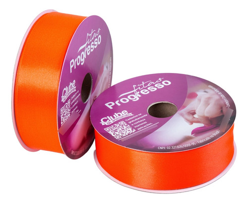 Fita De Cetim Progresso 38mm Rolo 50 Metros Várias Cores Cor 278 Laranja Cítrico