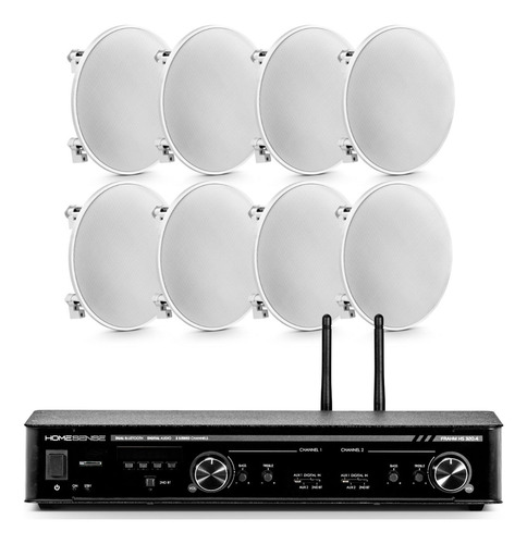 Kit Som Ambiente Home Sense 320.4 + 8 Som Arandela Embutir