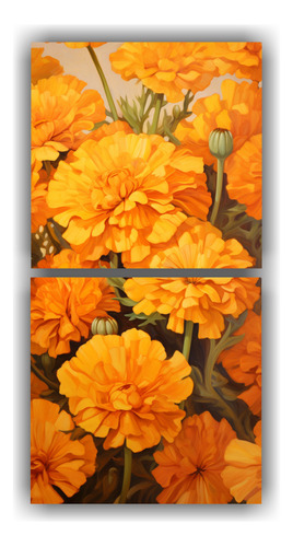 60x30cm Cuadro Diptico Movimiento Poder A Marigold Herbs