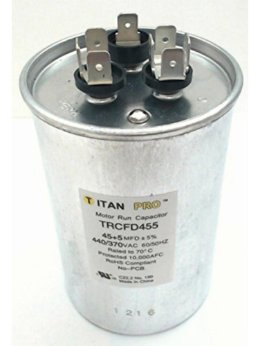 Packard Trcfd455 45+5mfd 440/370v Round Run Capacitor