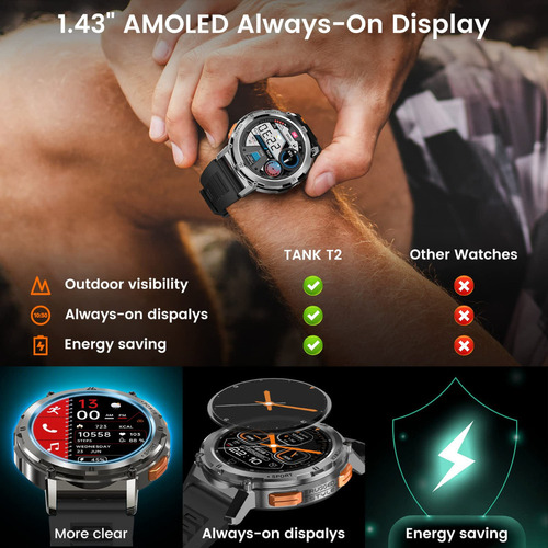 Reloj Inteligente Kospet T2 1.43 Aod Con Llamadas Bluetooth