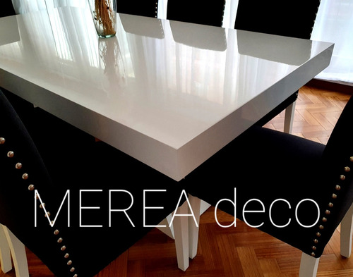 Juego Mesa Sofi Laca Brillante Pulida Y 8 Sillas Vera