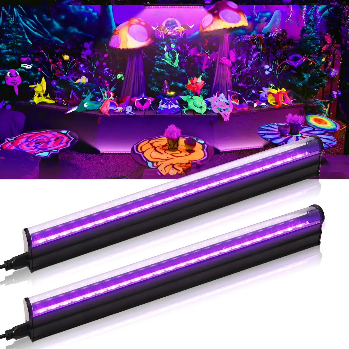 Pack de 2 Barras de Luz Negra UV LED Goodea de 36W para Fiestas con USB