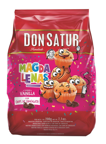 Imagen 1 de 4 de Madalena Don Satur de chips de chocolate 200 g